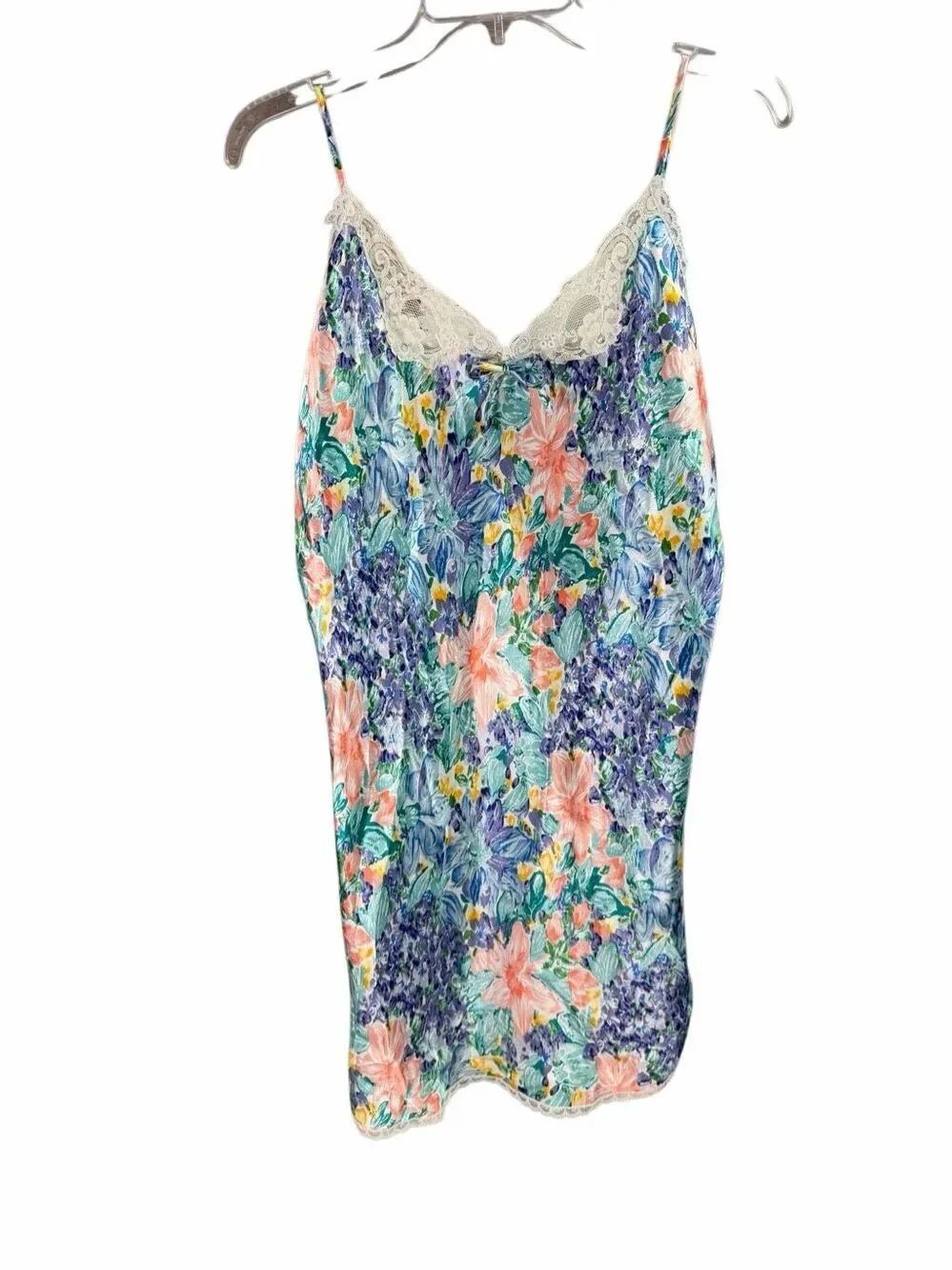 Vintage Bonjour L Floral Lace Cami Nightgown Slip Dress Floral Sleepwear Fairy